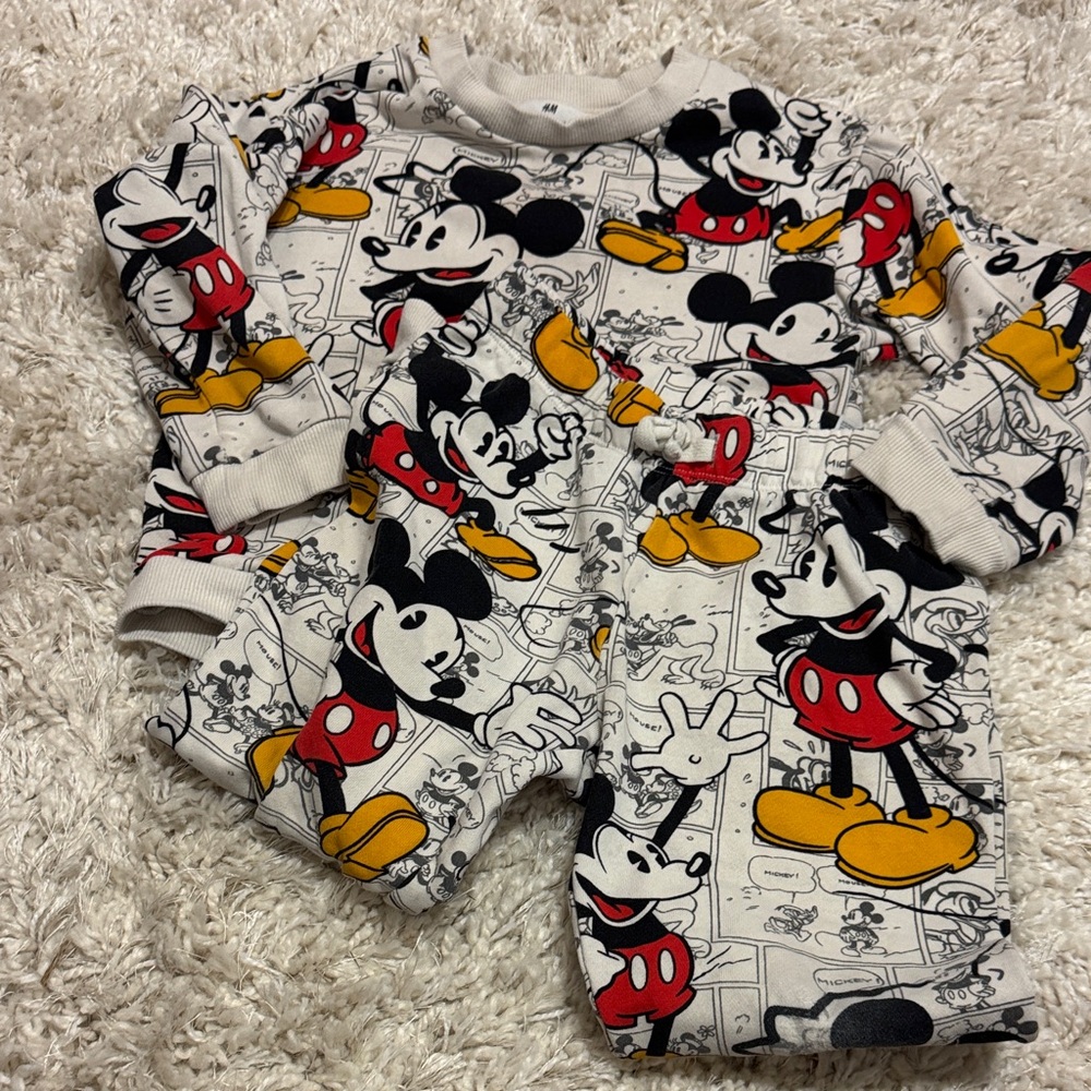 H&M Mickey Mouse Comic Print One-Piece - Red, Yellow, Black, White